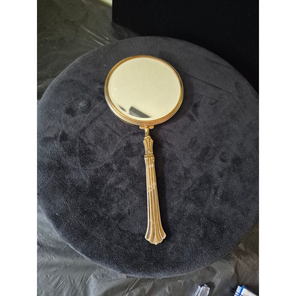 Vintage Silver Hand Mirror with Magnification on Opposing side